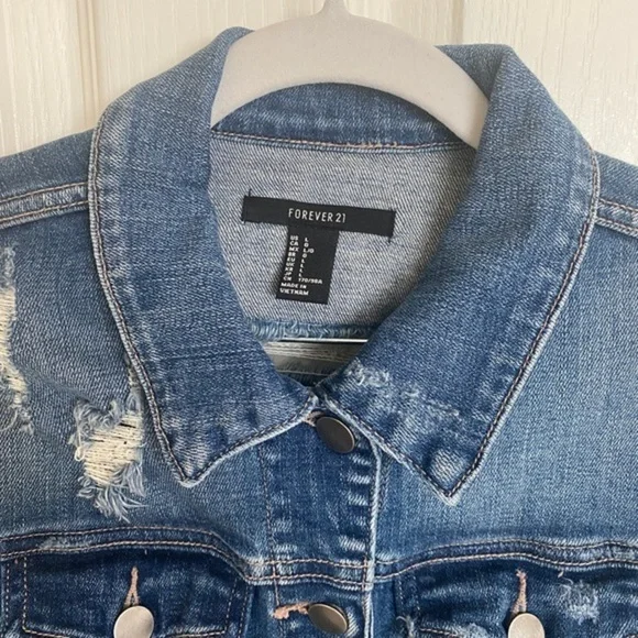 Forever 21 Distressed Denim Jacket - Picture 2 of 4